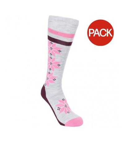 Chaussettes de ski snowfall femme gris chiné Trespass