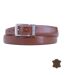 Ceinture en cuir de couleur marron homme - Sangle réglable-1