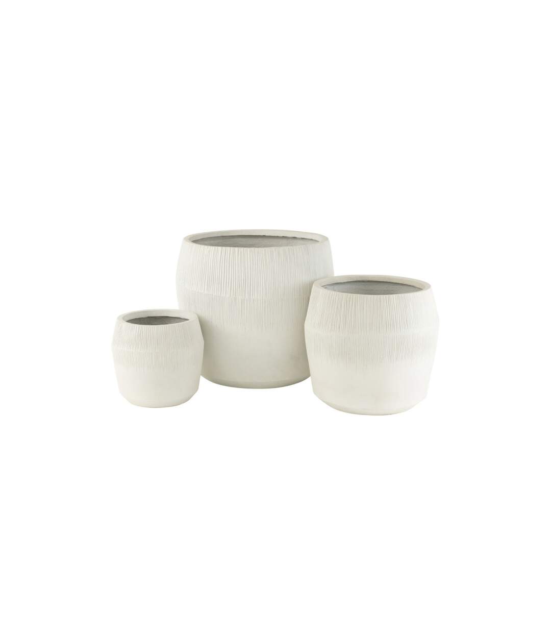 Lot de 3 Cache-Pots en Argile Abel 55cm Blanc-1