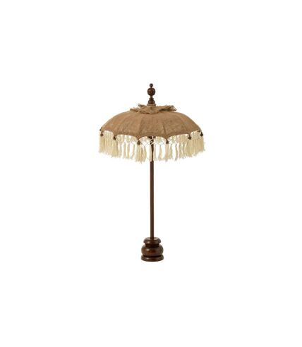 Parasol Déco en Jute Pompons 87cm Beige