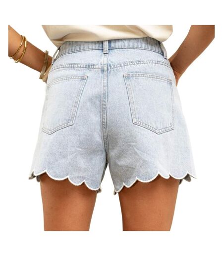 Short bleu femme oraije fleur