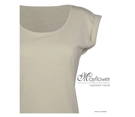 Tee-shirt MAYFLOWER DELHI2 sans manches : l'élégance naturelle en coton flammé beige