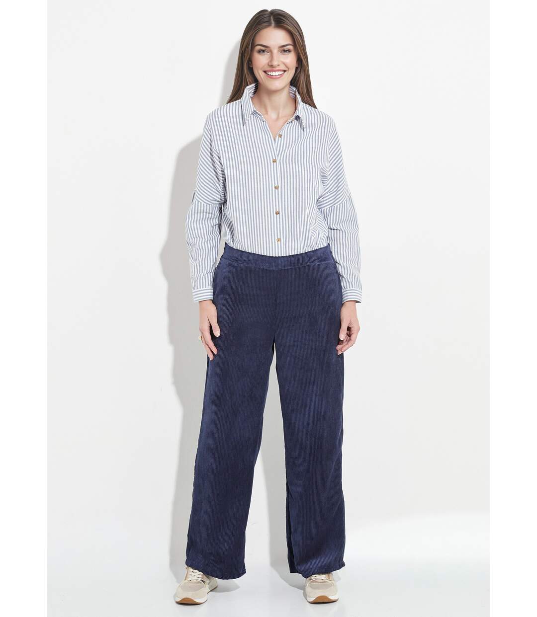 Pantalon large, velours grosses cotes-3