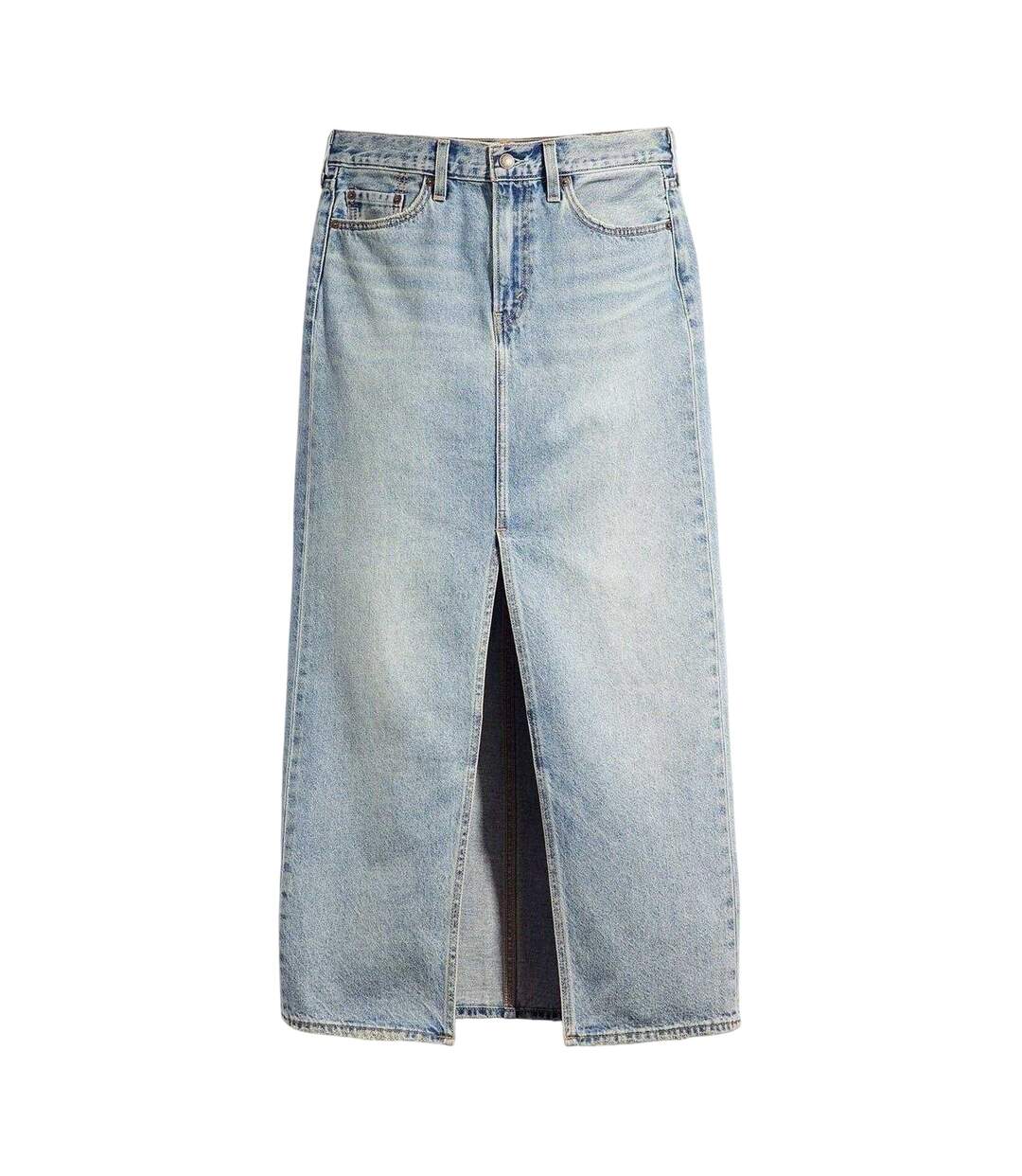 Womens/ladies Denim High Waist Maxi Skirt Blue Levis-1