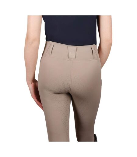 Womens/ladies Oxnam Competition Horse Riding Tights Taupe Coldstream