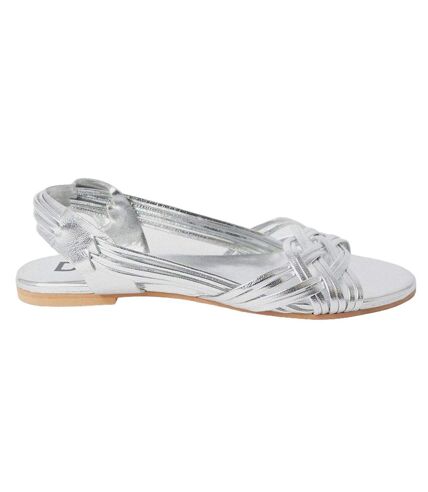 Womens/ladies jocelyn plaited leather wide flat sandals silver Dorothy Perkins