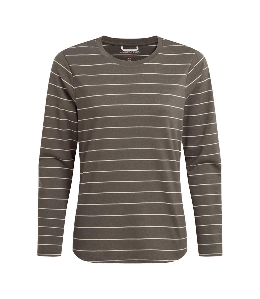Womens/ladies Akona Striped Nosilife Long-sleeved T-shirt Wild Olive Craghoppers-2