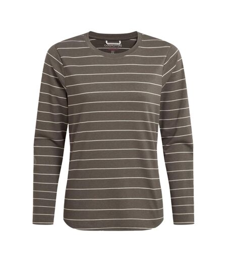 Womens/ladies Akona Striped Nosilife Long-sleeved T-shirt Wild Olive Craghoppers