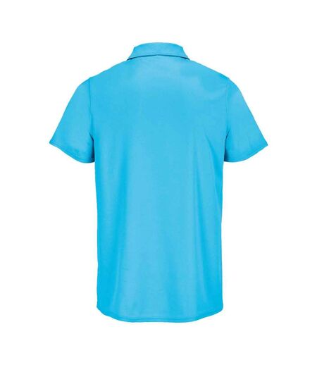 Unisex adult pitcher recycled polyester polo shirt aqua SOLS
