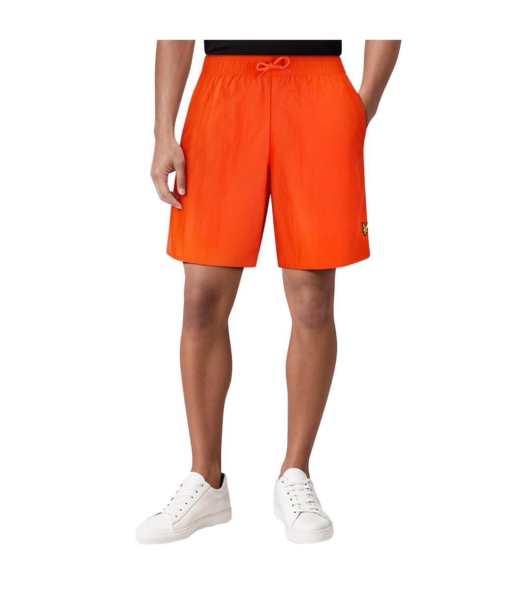 Mens Grosgrain Embroidered Logo Swim Shorts Orange Lyle & Scott-4