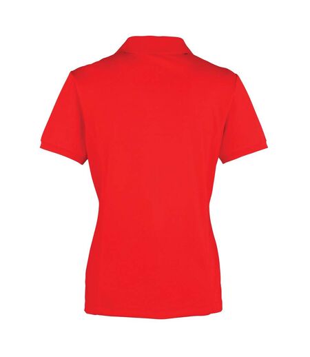 Premier Womens/Ladies Coolchecker Short Sleeve Pique Polo T-Shirt (Strawberry Red)