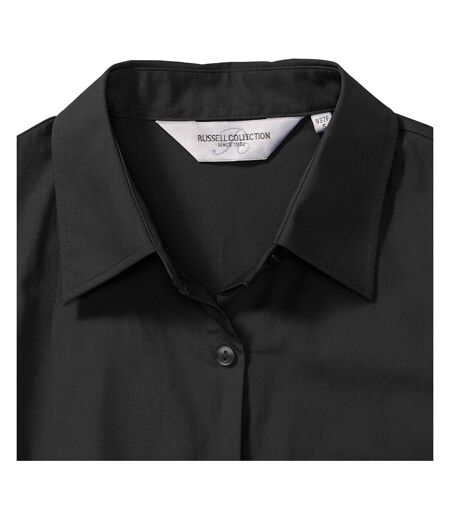 Russell Collection Womens/Ladies Short Sleeve Pure Cotton Easy Care Poplin Shirt (Black) - UTRW3263