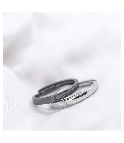 Adjustable Sterling Silver Couple Moon and Sun Promise Ring set