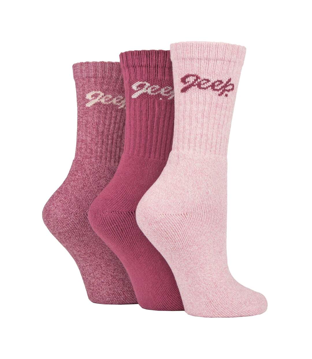 Ladies Ribbed Outdoor Boot Socks - 3 Pack, Reinforced Heel and Toe Hiking Socks-3