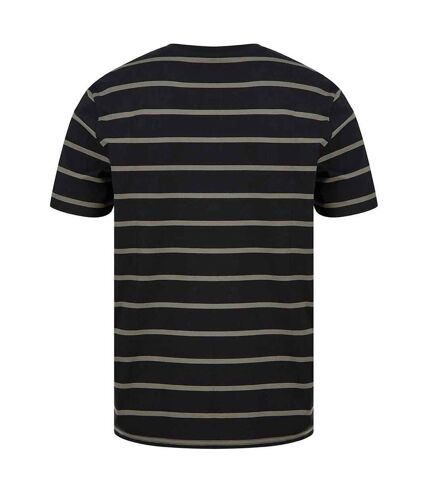 Mens striped t-shirt black/khaki Front Row