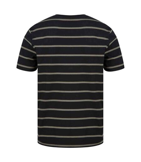 Mens striped t-shirt black/khaki Front Row