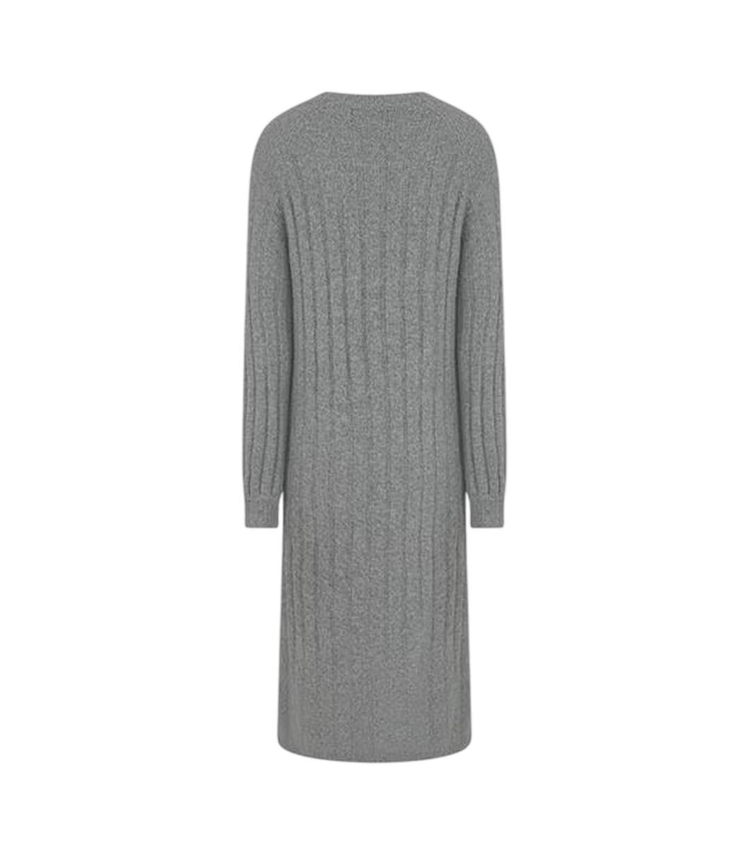 Robe Mi-longue Manches Longues Femme Gris Moyen Chiné Pieces-3