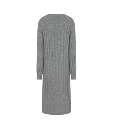 Robe Mi-longue Manches Longues Femme Gris Moyen Chiné Pieces