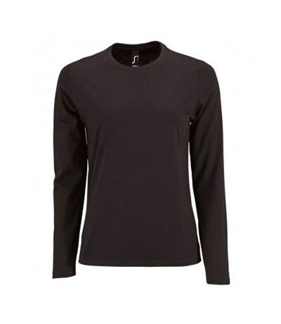 SOLS Womens/Ladies Imperial Long Sleeve T-Shirt (Deep Black)