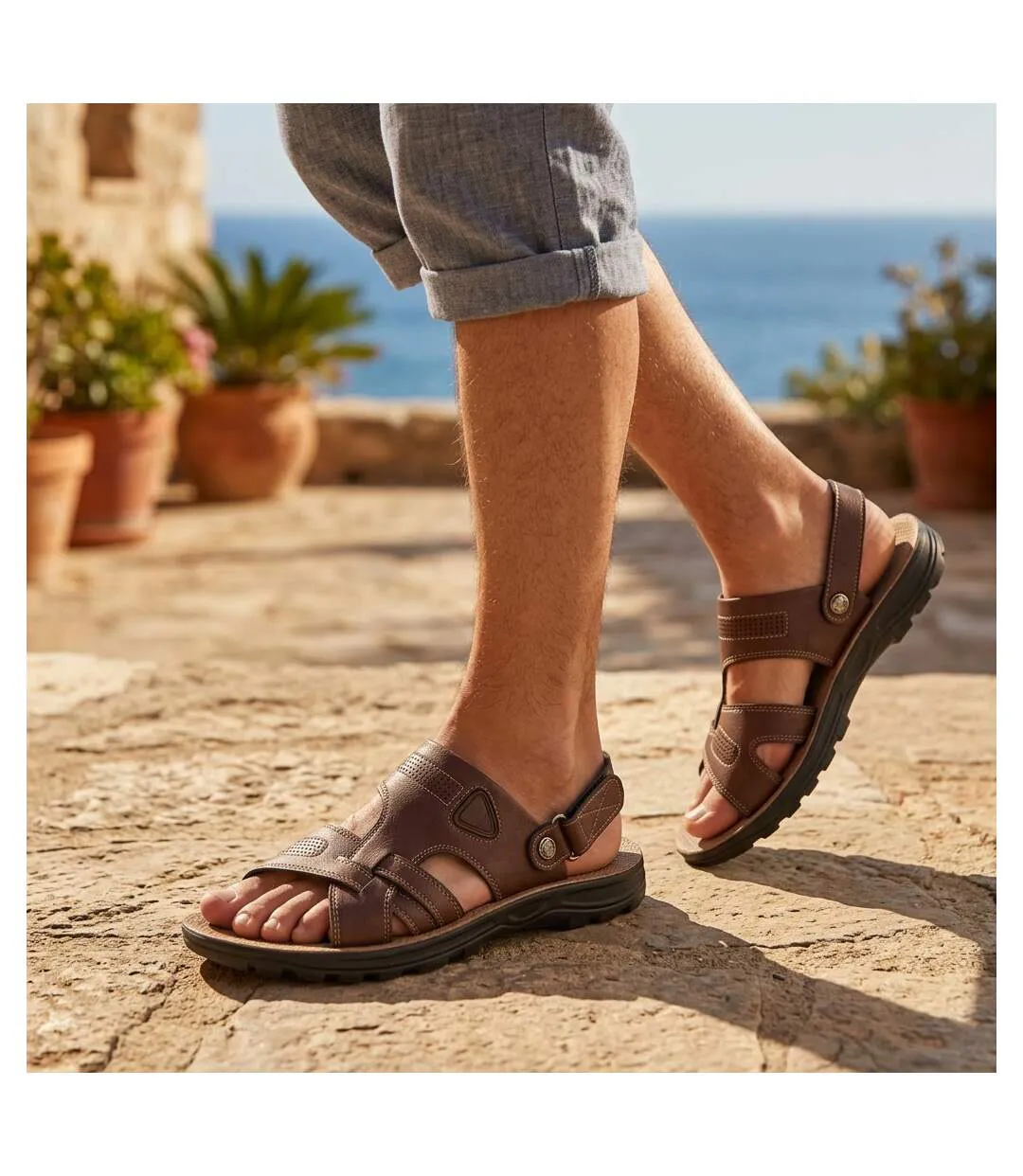 OZABI Sandales Homme Confort Semelle Souple Antiderapante Scratch 39-45-2