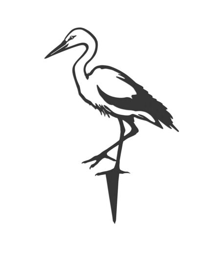 Oiseau sur pique cigogne blanche en acier corten