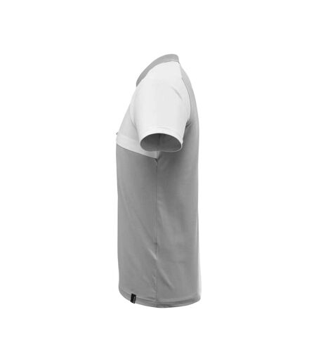 Mens Advanced Chest Pocket Polo Shirt Grey White Mascot