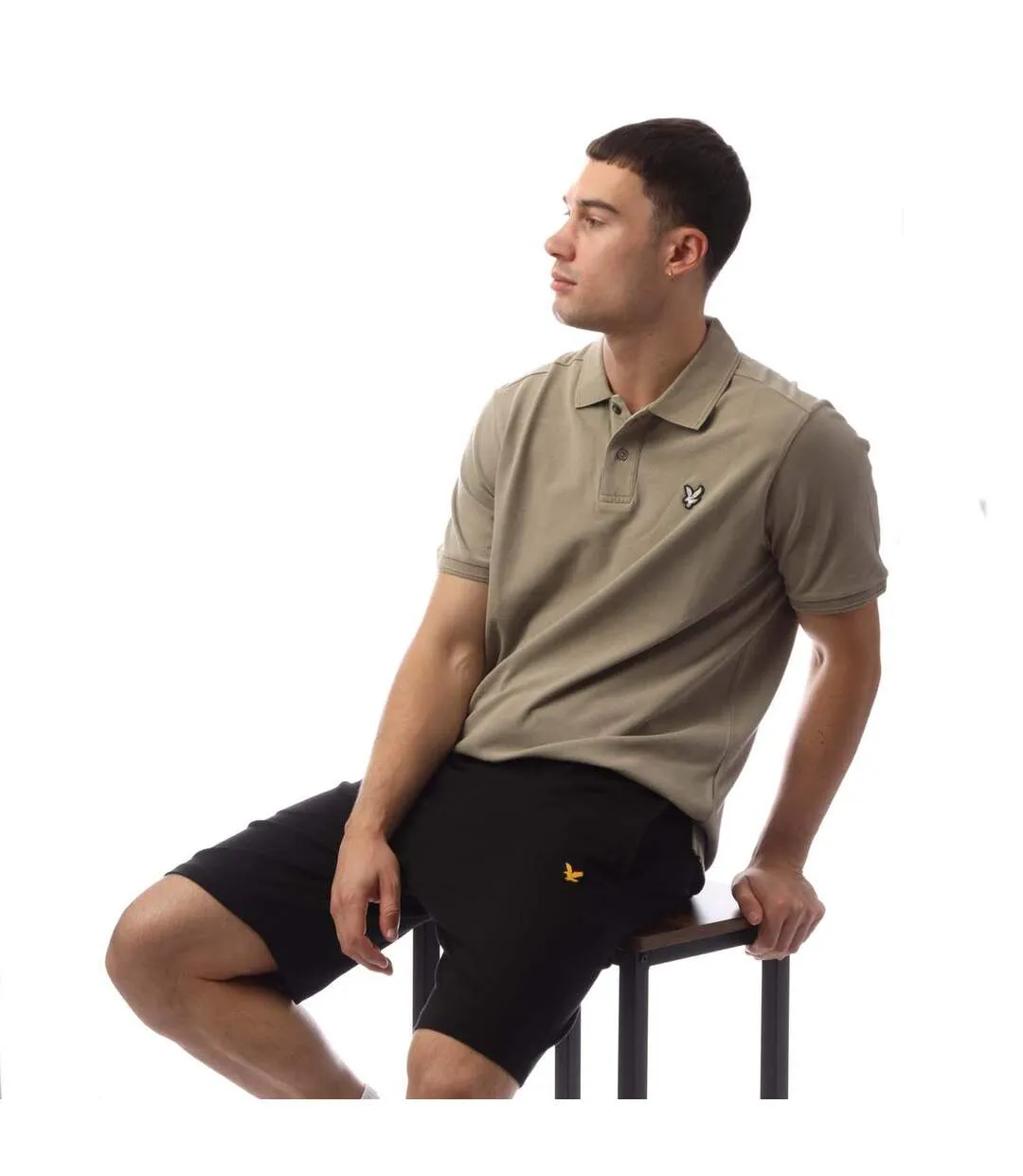 Mens Plain Natural Dyed Polo Shirt Beige Lyle & Scott-4