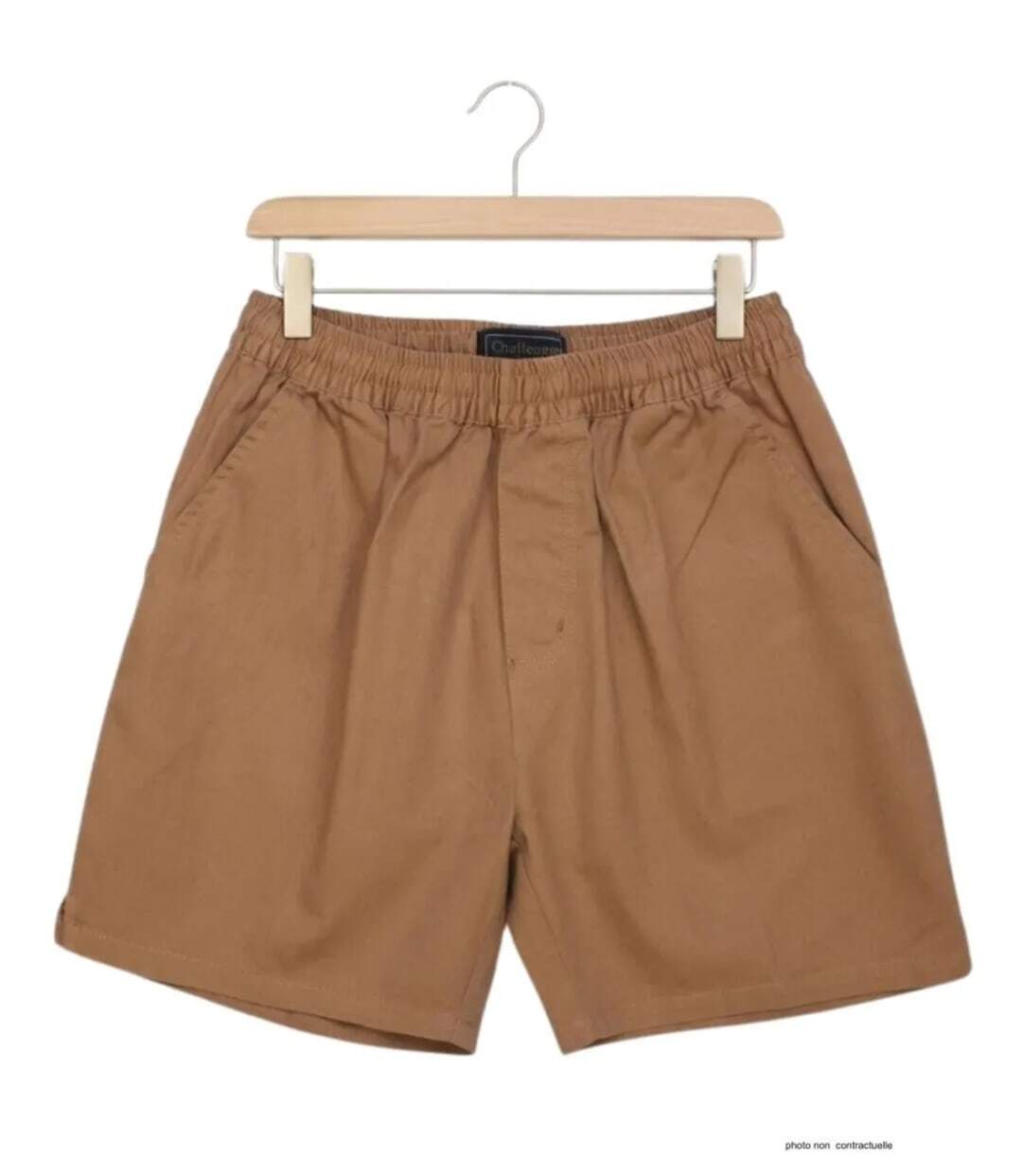 Short homme CHALLENGER BIVOUAC3 camel marron : le confort absolu du pur coton à taille élastiquée-2