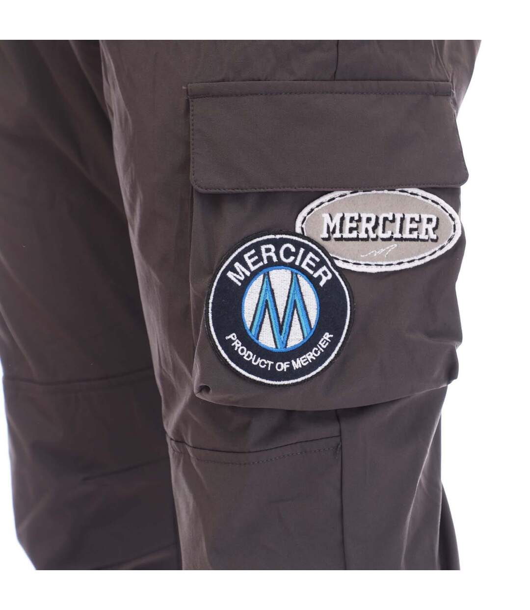 Mens Badge Cargo Trousers Grey Mercier-4