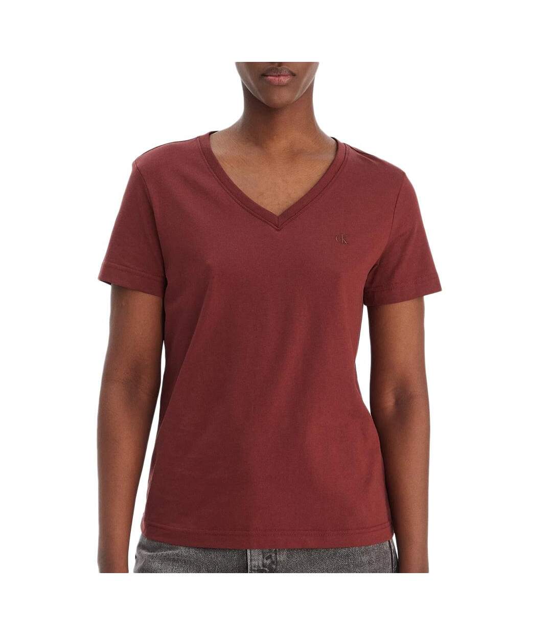 T-Shirt marron femme calvin klein jeans archive lv047b205g-1