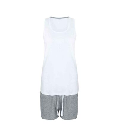 Womens/ladies heather pyjama set white/heather Towel City