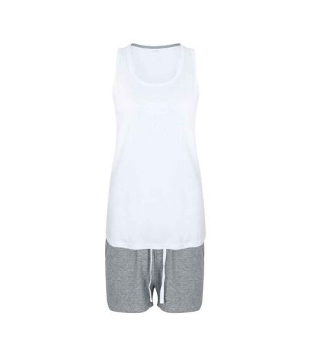 Womens/ladies heather pyjama set white/heather Towel City