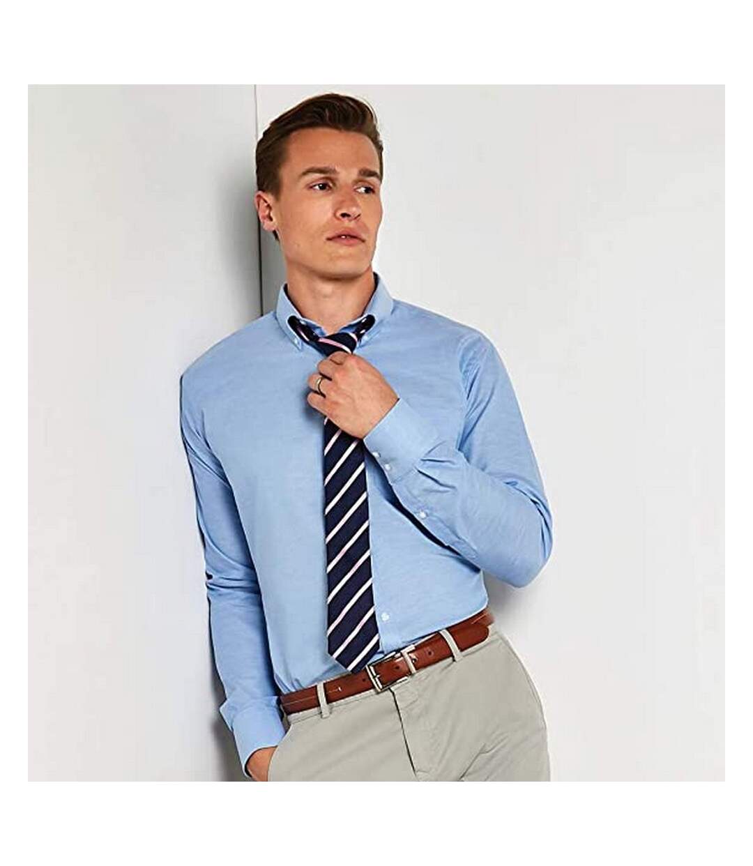 Chemise oxford homme bleu clair Kustom Kit-3