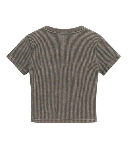 Womens/ladies Acid Wash Regular Crop T-shirt Grey I Saw It First