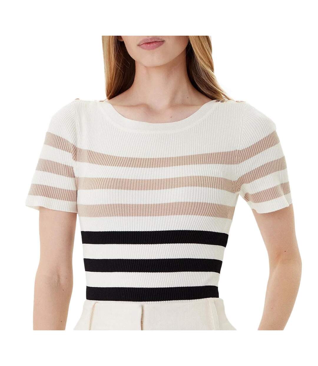 T-Shirt blanc femme morgan  rayure-1