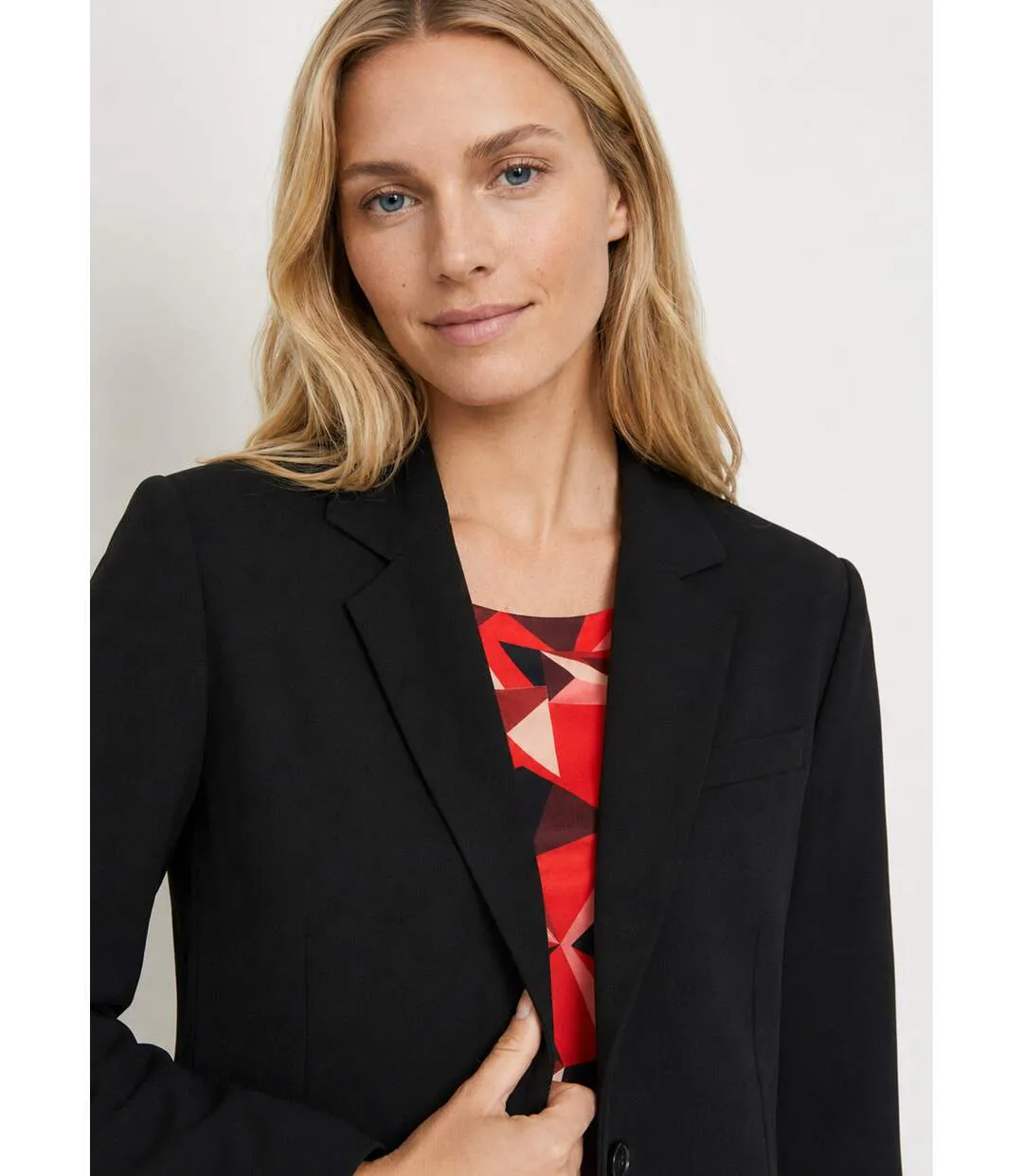 Veste blazer unie coupe droite col tailleur-4