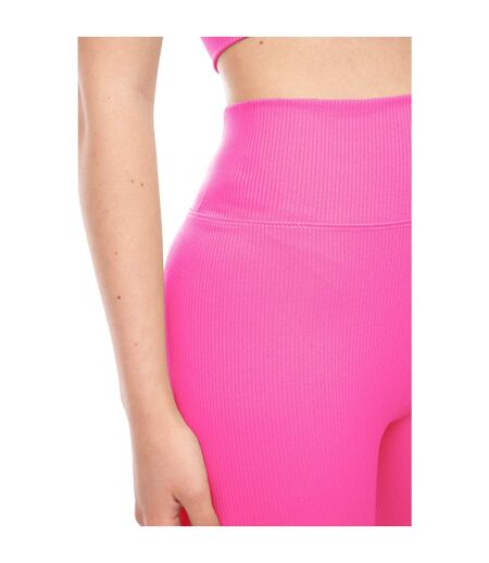 Womens/ladies Zelal Ribbed Leggings Fuchsia Lookus
