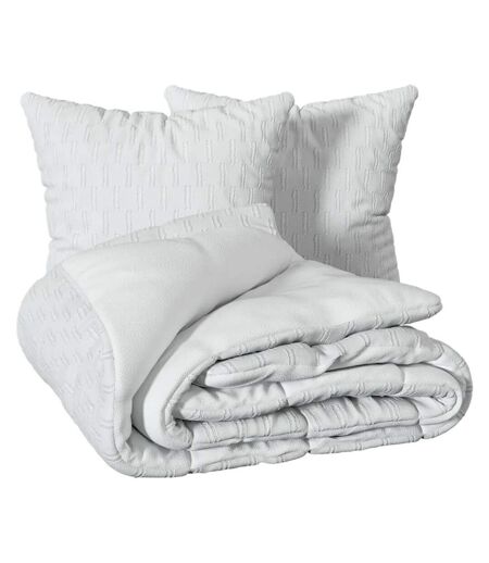 Parure de Lit Jacquard 3 Pièces Edie 260x240cm Blanc