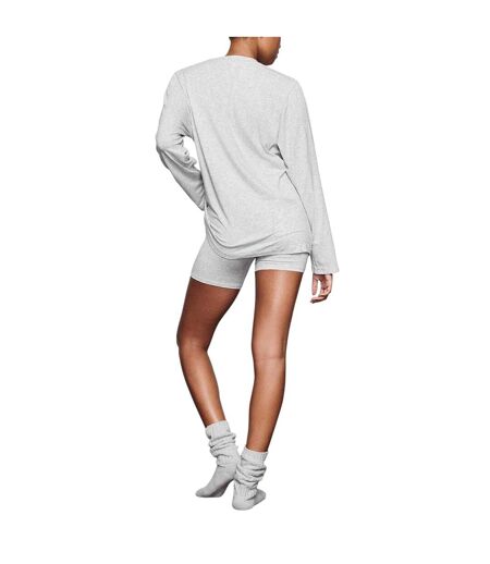 Womens/ladies Modal Boyfriend Long-sleeved T-shirt Light Heather Grey Skims