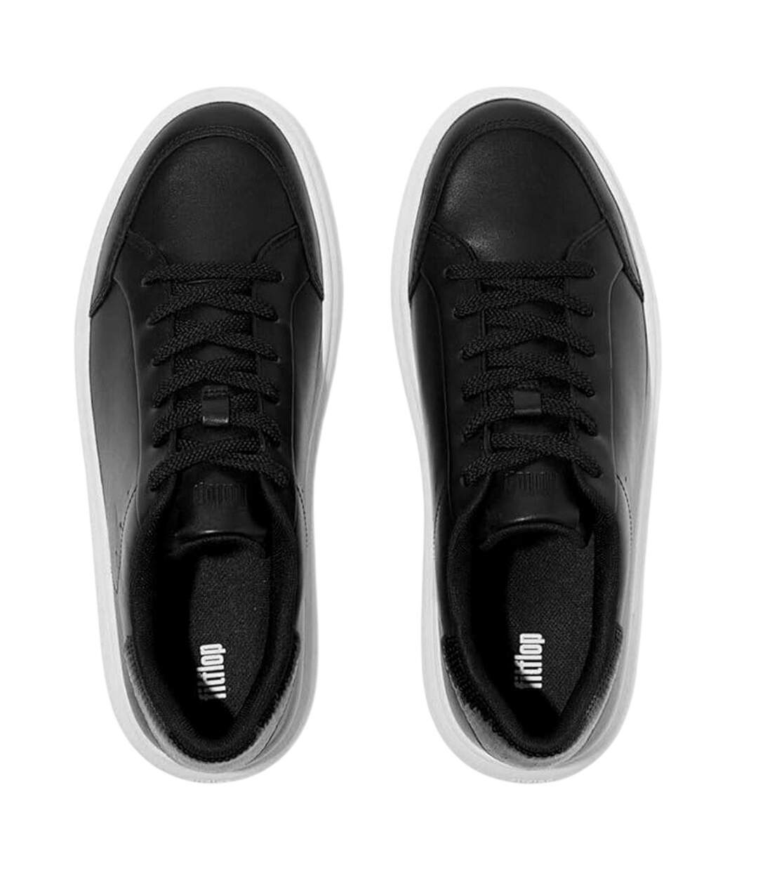 Womens/ladies Rtg Sequin Panel Leather Trainers Black FitFlop-4