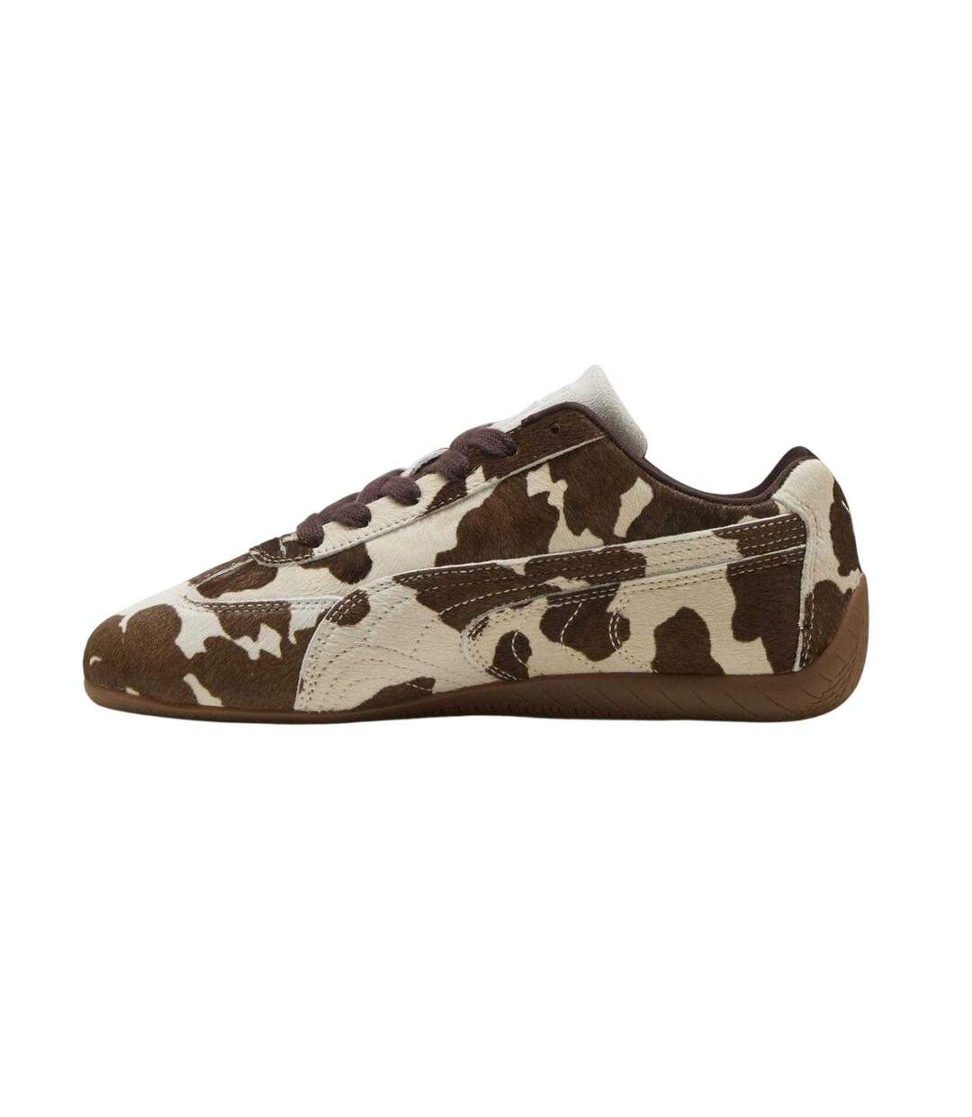 Womens/ladies Speedcat Cow Print Low Cut Trainers Beige Brown Puma-2