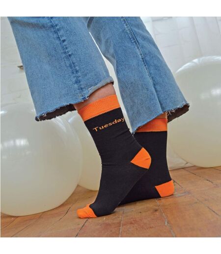 7 Pack Ladies Days Of The Week Socks | Black Novelty Dress Socks