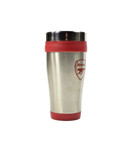 Arsenal FC Executive Metallic Travel Handleless Mug (Silver/Red) (One Size) - UTBS3765