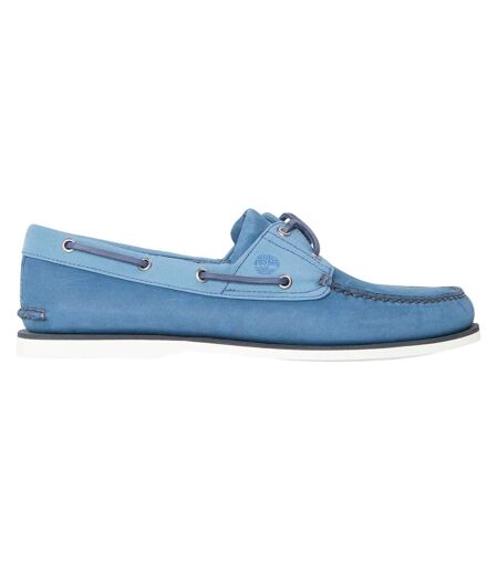 Mens Classic Contrast Leather Flat Boat Shoes Dark Blue Timberland