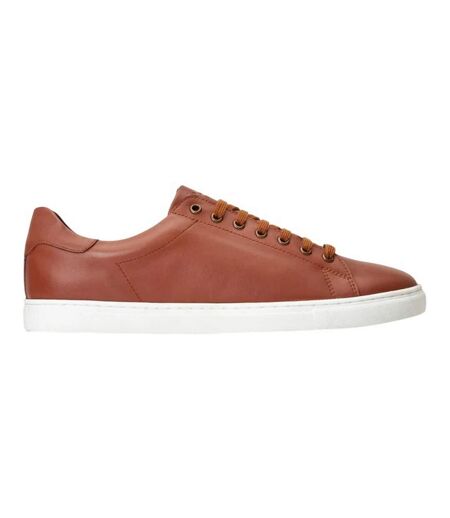 Mens Tucker Leather Soft Trainers Burnt Tan Base London