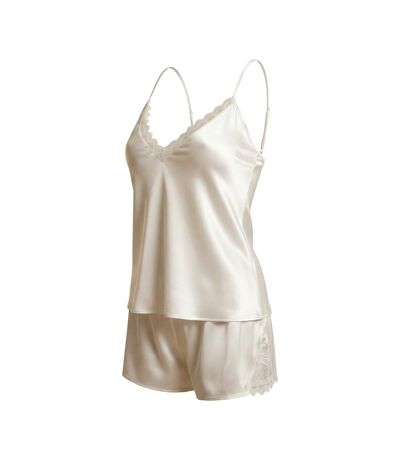 OZABI Pyjama Femme Satiné Débardeur Dentelle Col V Toucher Soie