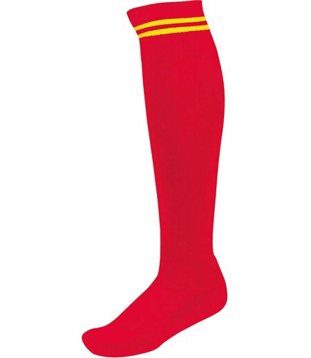 chaussettes sport - PA015 - rouge rayure jaune