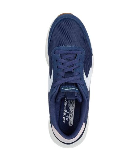 Womens/ladies skech-air court air wave suede trainers navy/white Skechers