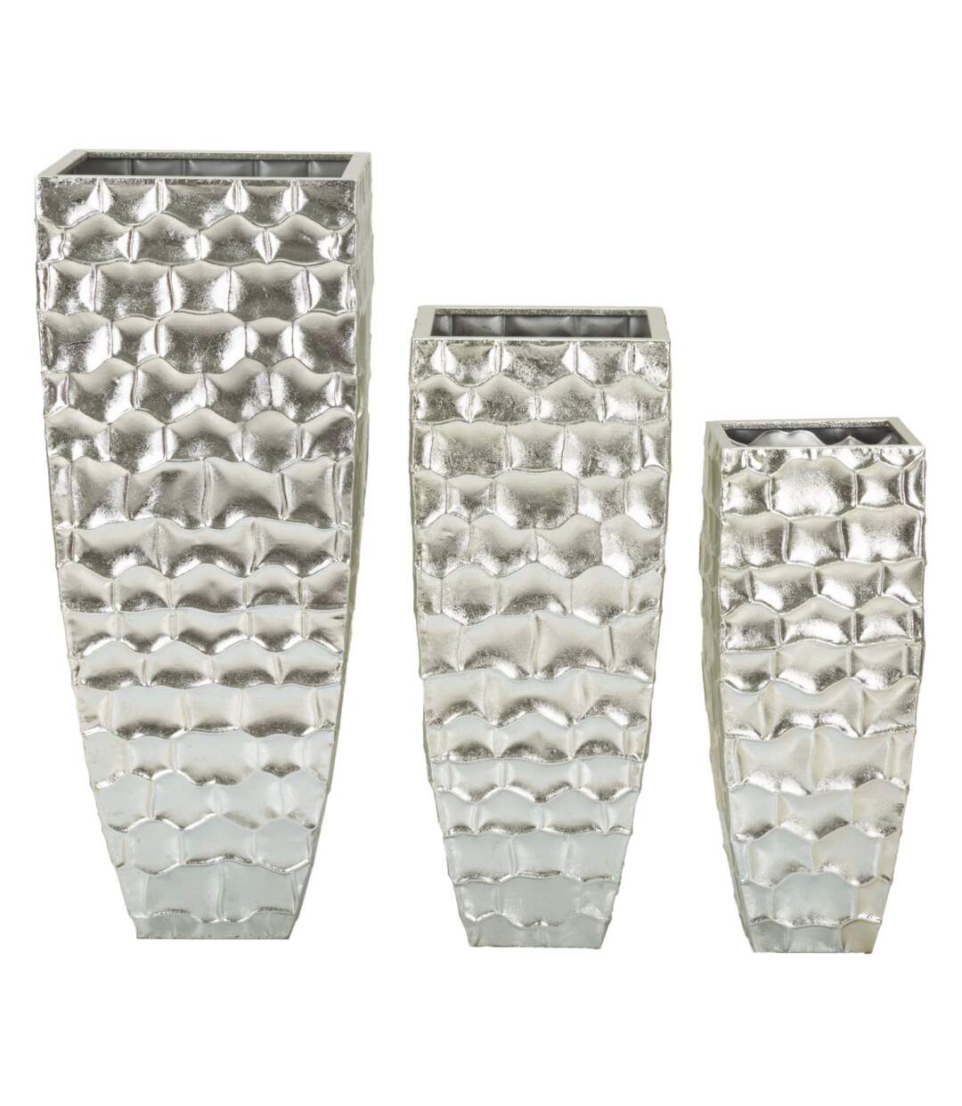 Lot de 3 Vases en Métal Argy 90cm Argent-2