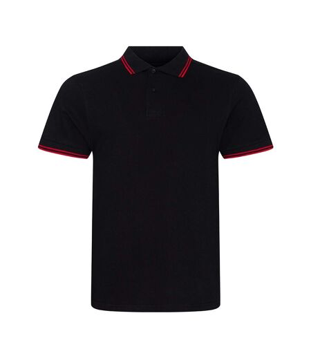 AWDis Mens Stretch Tipped Piqu Polo Shirt (Black/Red)